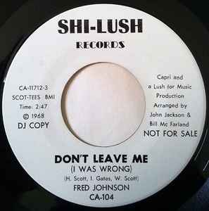 Fred Johnson (18) - Don't Leave Me (I Was Wrong) / I Feel The Soul  album cover