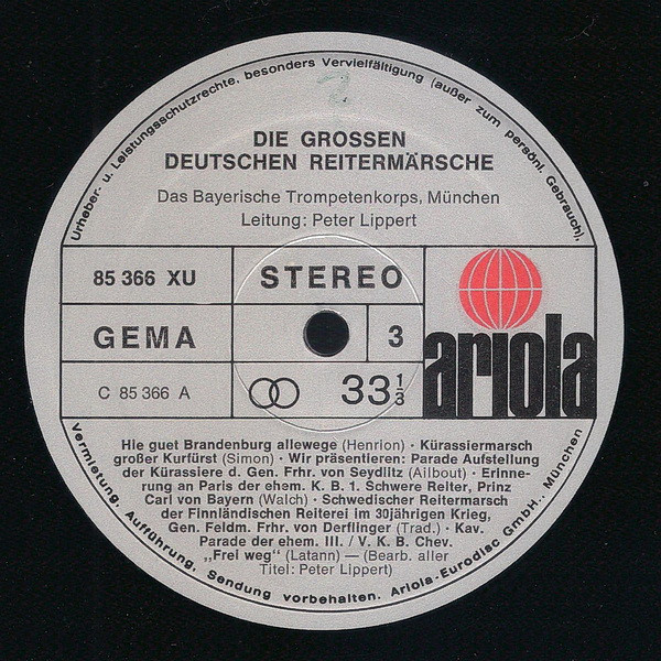 baixar álbum Download Das Bayerische Trompetenkorps, München Leitung Peter Lippert - Die Grossen Deutschen Reitermärsche album