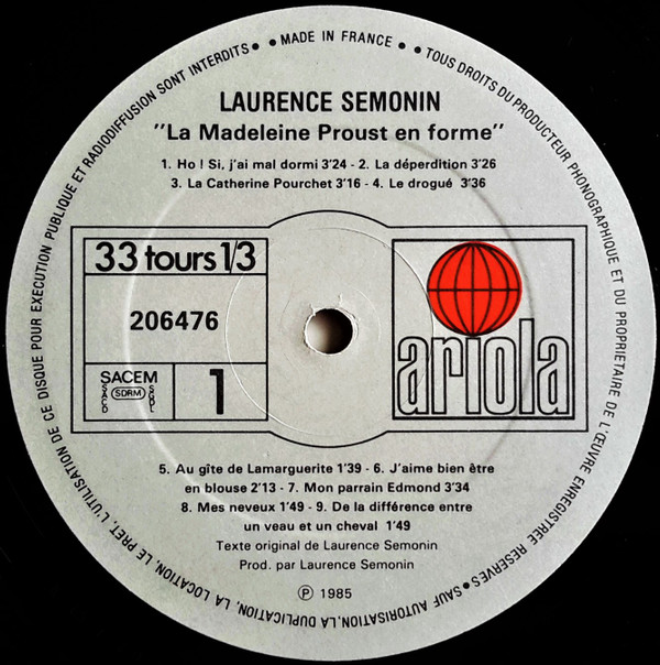 last ned album Laurence Semonin - La Madeleine Proust En Forme VolII