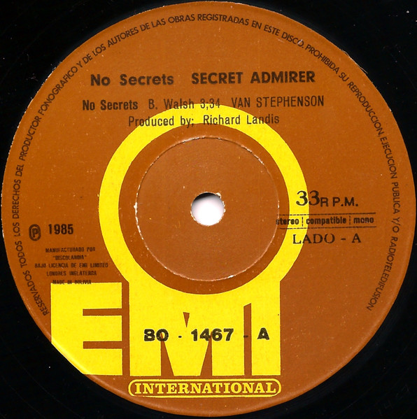 Secret Admirer - Music From The Motion Picture Soundtrack (1985, Vinyl) -  Discogs