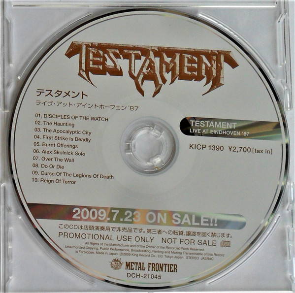 Testament – Live At Eindhoven (2018, Digipak, CD) - Discogs