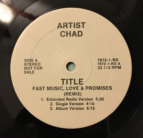 Chad – Fast Music, Love & Promises (Remix) (1987, Vinyl) - Discogs