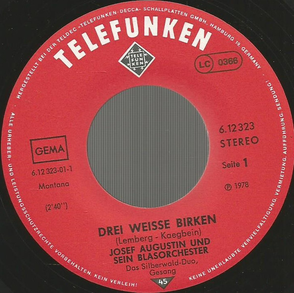 ladda ner album Josef Augustin Und Sein Blasorchester - Drei Weisse Birken