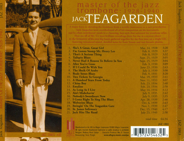 télécharger l'album Jack Teagarden - Master Of The Jazz Trombone 1928 1940