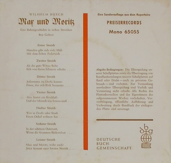 baixar álbum Boy Gobert Wilhelm Busch - Max Und Moritz