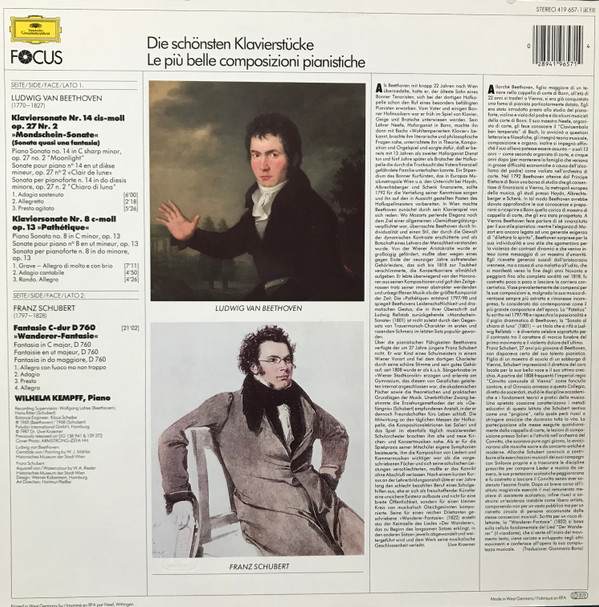 Album herunterladen Wilhelm Kempff - Beethoven Mondschein Sonate Patetique Schubert Wanderer Fantasie
