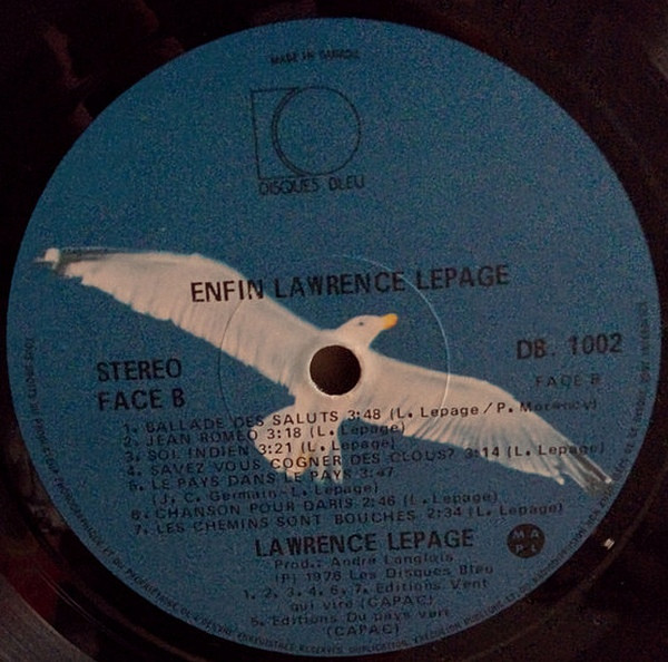 Lawrence Lepage - Enfin | Disques Bleu (DB1002) - 4