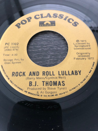lataa albumi BJ Thomas - Rock And Roll Lullaby Im So Lonesome I Could Cry
