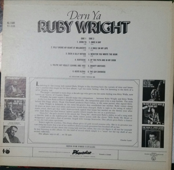 last ned album Ruby Wright - Dern Ya