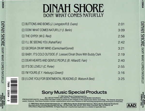 descargar álbum Dinah Shore - Doin What Comes Naturlly