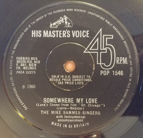 The Mike Sammes Singers – Somewhere My Love (1966, Push-Out Center