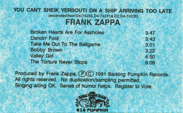 descargar álbum Frank Zappa - You Cant Sheik Too Late