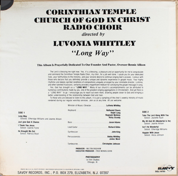 télécharger l'album Corinthian Temple Cogic Choir - Long Way