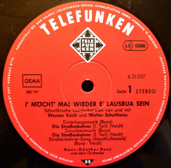 ladda ner album Werner Veidt, Walter Schultheiß, Hans Günther Bunz, Kurt Rehfeld - I Möcht Mal Wieder E Lausbua Sein
