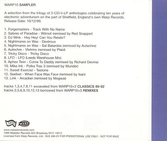 Warp 10 Sampler (1999, CD) - Discogs