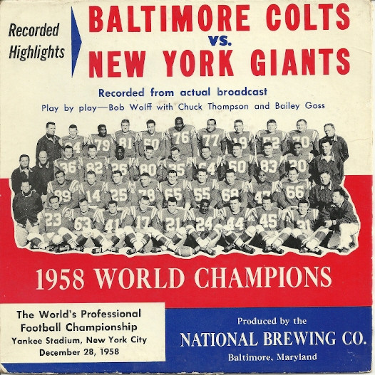 1958 Baltimore Colts Vs. New York Giants 45 RPM Record NFL 