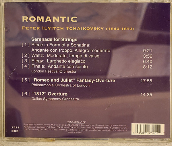 last ned album Peter Ilyitch Tchaikovsky - Romantic Tchaikovsky Serenade for Strings Romeo and Juliet Fantasy Overture 1812 Overture