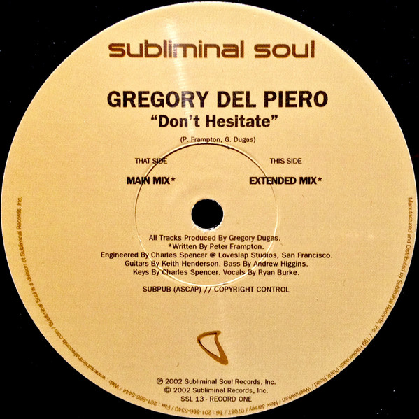 Album herunterladen Gregory Del Piero - Dont Hesitate