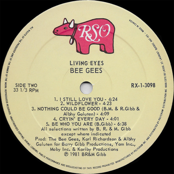 Bee Gees - Living Eyes | RSO (RX-1-3098) - 5