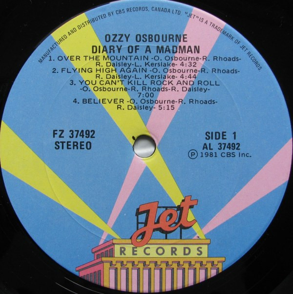 Ozzy Osbourne - Diary Of A Madman [Vinyl] | Jet Records (FZ 37492) - 3