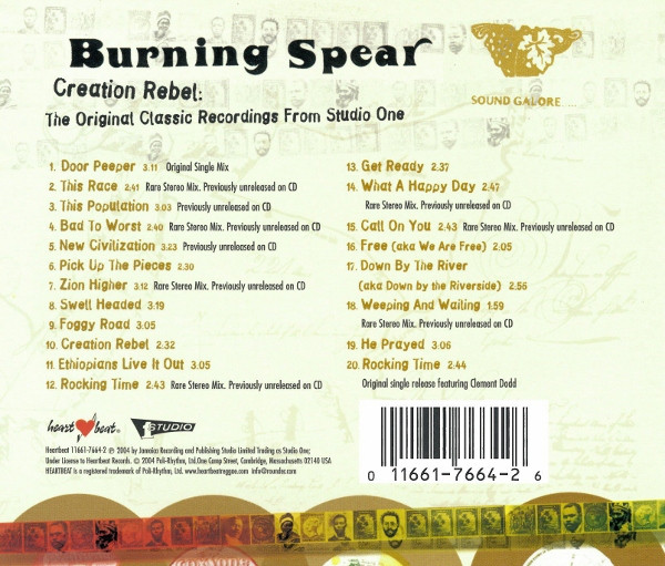lataa albumi Burning Spear - Creation Rebel The Original Classic Recordings From Studio One