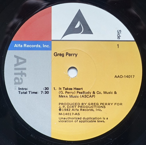 Greg Perry – It Takes Heart (1982, Vinyl) - Discogs