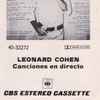 Leonard Cohen - Canciones En Directo