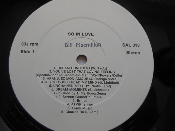 lataa albumi Bill Macmillan - So In Love