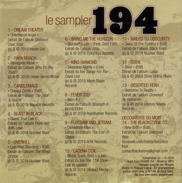 Album herunterladen Various - Le Sampler RockHard 194