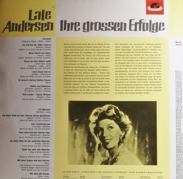 lataa albumi Lale Andersen - Ihre Grossen Erfolge
