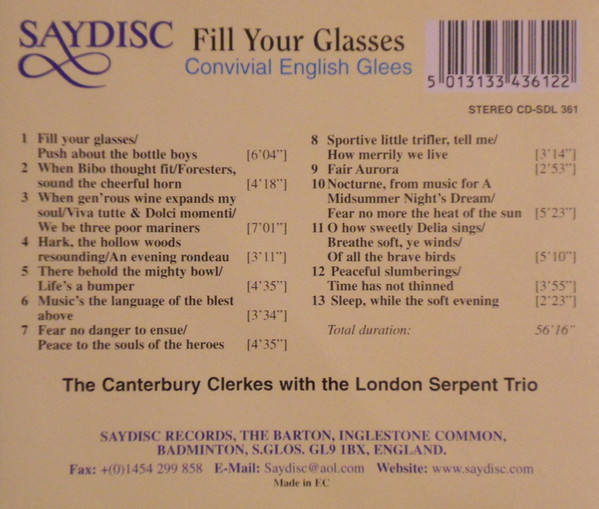 Album herunterladen Canterbury Clerkes with London Serpent Trio - Fill Your Glasses Convival English Glees