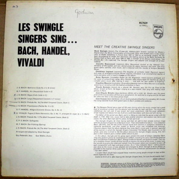 last ned album Les Swingle Singers - Les Swingle Singers Sing Bach Handel Vivaldi