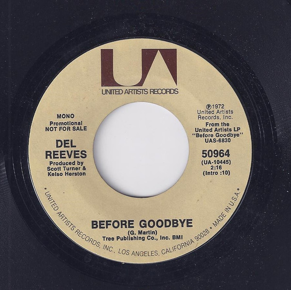 USオリジナルLP！Del Reeves Before カントリー Country Goodbye 72年