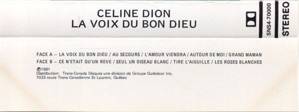 Céline Dion – La Voix Du Bon Dieu (1983, Dolby, Cassette) - Discogs