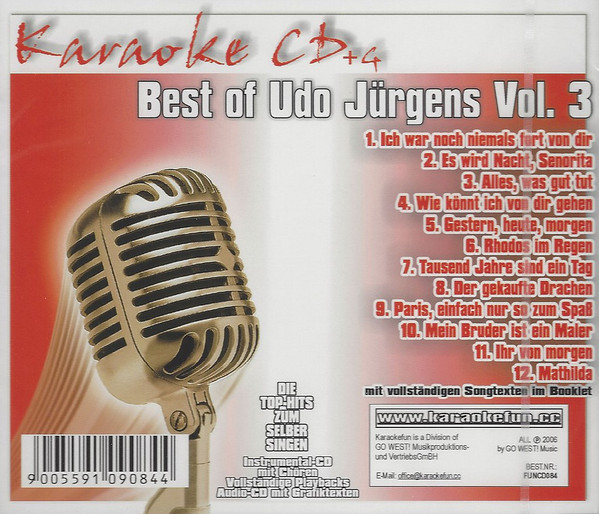 last ned album Unknown Artist - Karaoke Best Of Udo Jürgens Vol 1