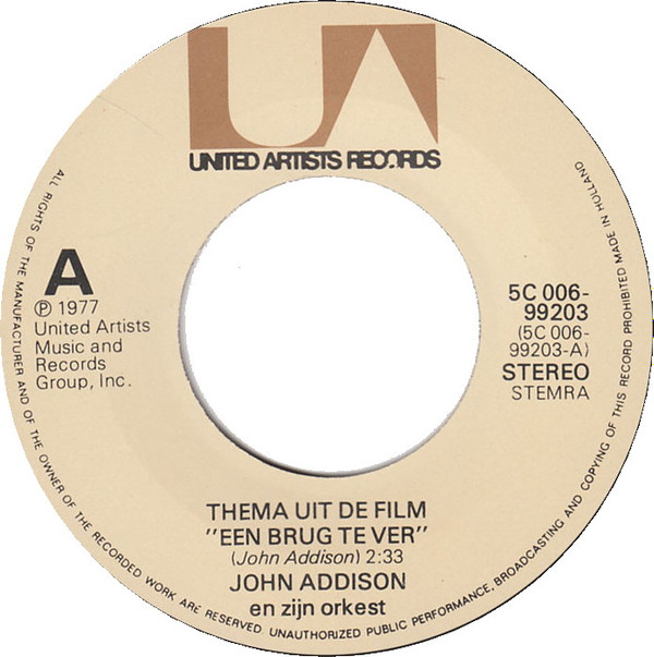 descargar álbum John Addison En Zijn Orkest - Thema Uit De Film Een Brug Te Ver