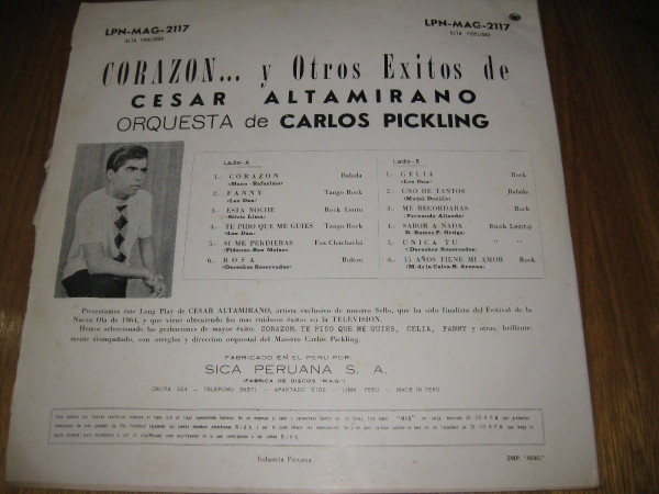 descargar álbum César Altamirano, Orquesta De Carlos Pickling - Corazón Y Otros Éxitos De César Altamirano