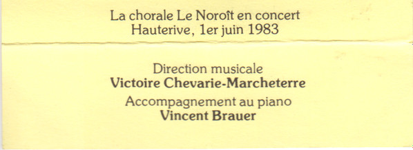 télécharger l'album La Chorale Le Noroît - En Concert Hauterive 1er Juin 1983