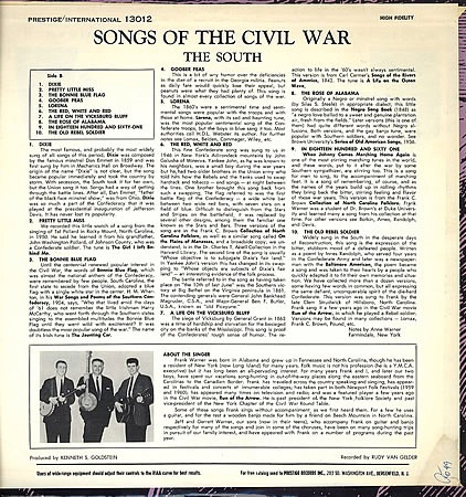 descargar álbum Frank Warner, Jeff Warner , Gerret Warner - Songs Of The Civil War North and South Sung By Frank Warner