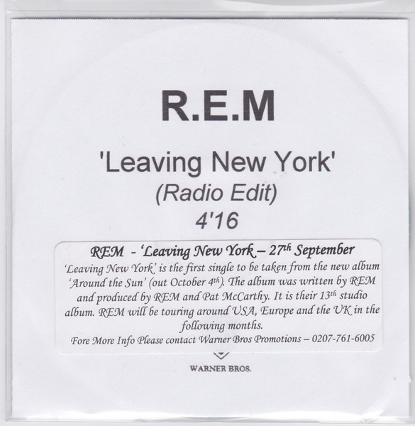 Rem CD' Singolo Leaving New York / Warner Bros – 9362427552 Sigillato