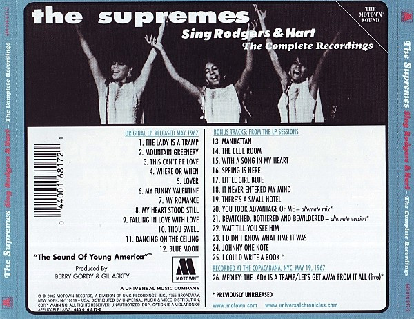 ladda ner album The Supremes - The Supremes Sing Rodgers Hart The Complete Recordings