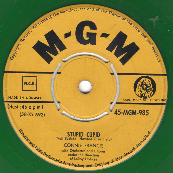 Connie Francis – Stupid Cupid (1958, Green, Vinyl) - Discogs