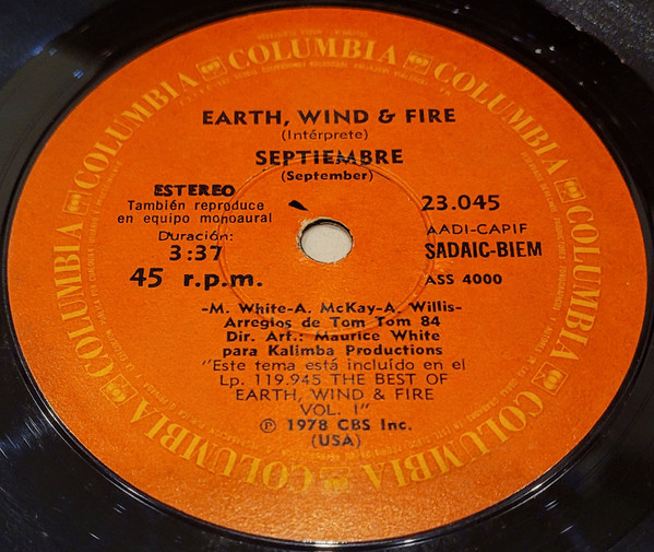 Earth, Wind & Fire – September (1978, Vinyl) - Discogs