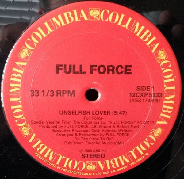 FULL FORCE Unselfish Lover Vinyl 45 Demo Record VG+ RE24155