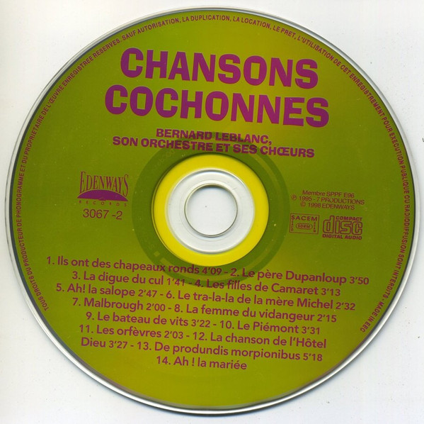 lataa albumi Bernard Leblanc, Son Orchestre Et Ses Chœurs - Chansons Cochonnes