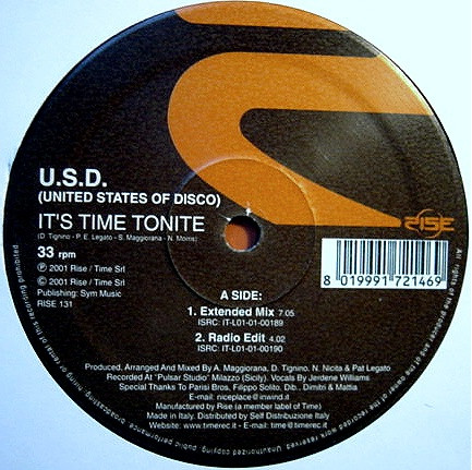 last ned album USD United States Of Disco - Its Time Tonite