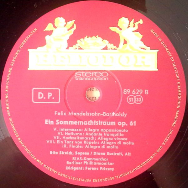 ladda ner album Felix MendelssohnBartholdy Berliner Philharmoniker Dirigent Ferenc Fricsay - Ein Sommernachtstraum