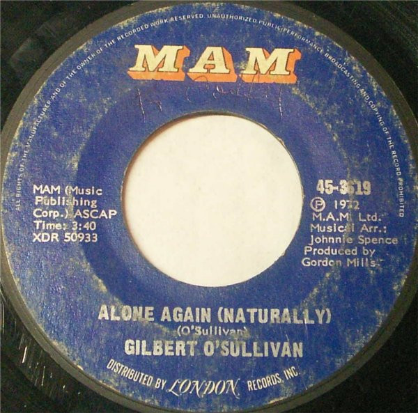 Gilbert O'Sullivan – Alone Again (Naturally) / Save It (1972, Vinyl) -  Discogs
