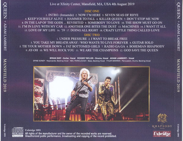 télécharger l'album Queen + Adam Lambert - Mansfield 2019