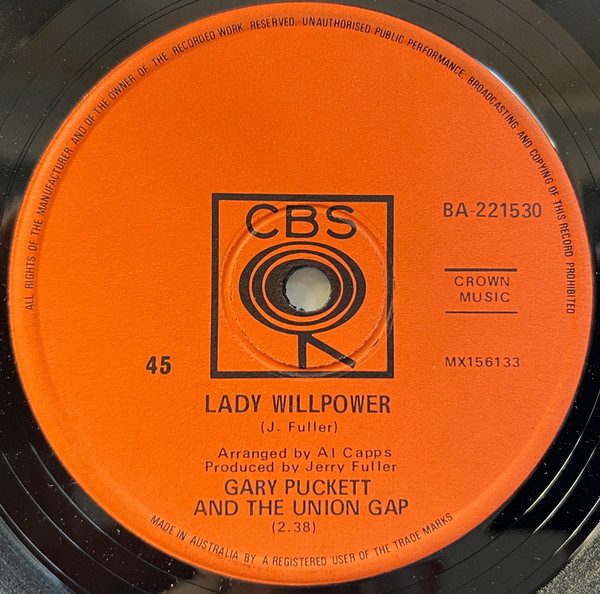 Gary Puckett And The Union Gap – Lady Willpower (1968, Vinyl 